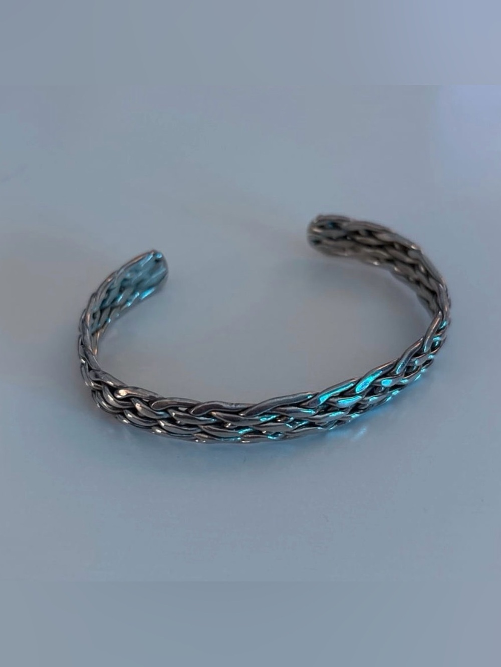 Vintage Sterling Silver Braided Cuff  Bracelet